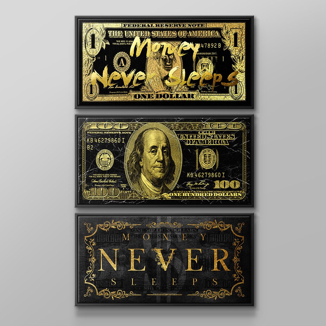 MONEY NEVER SLEEPS - Canvas 3x