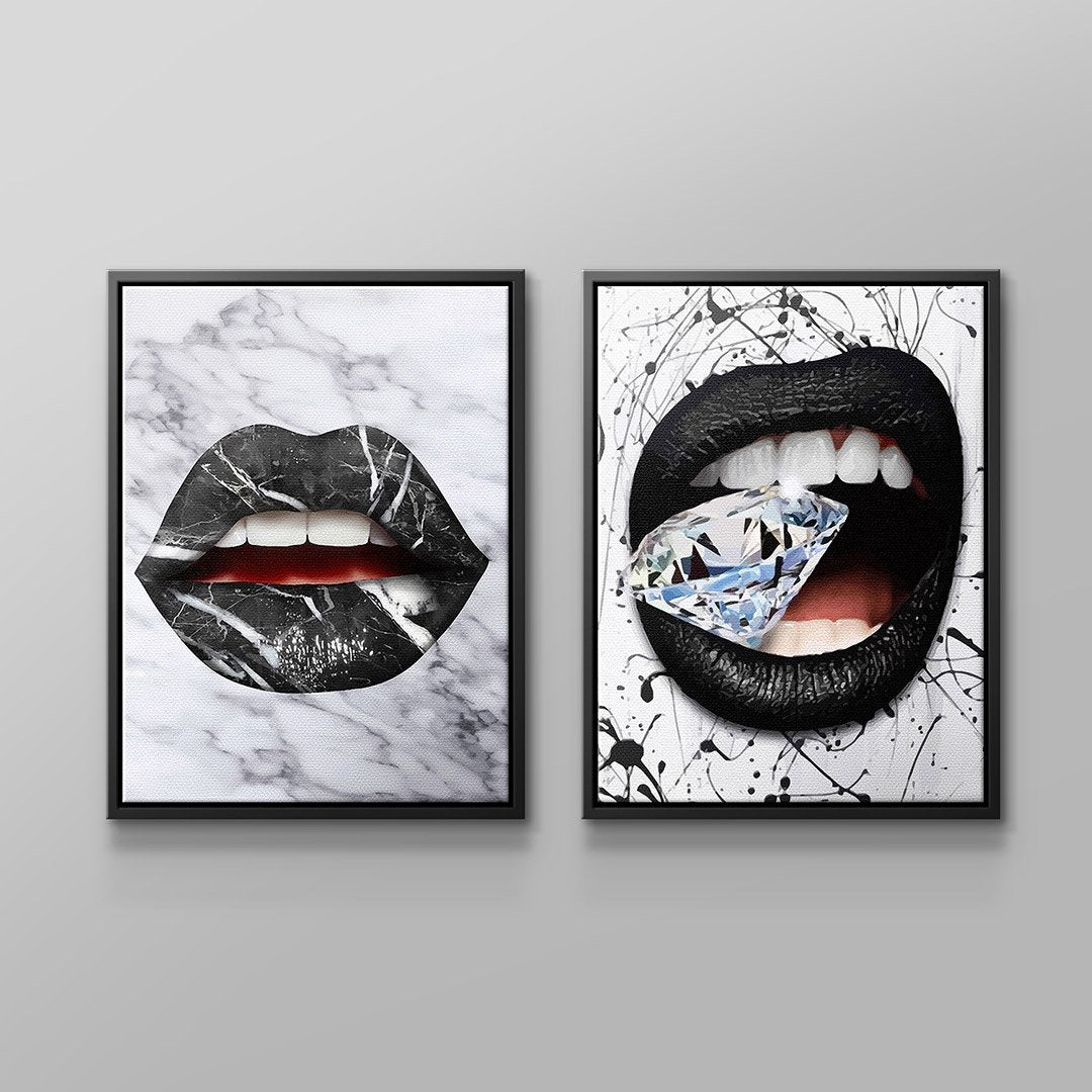 BLACK WHITE LIPS - canvas 2x