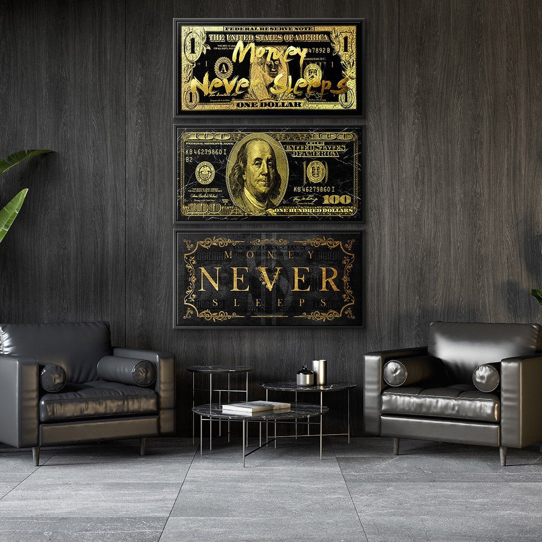 MONEY NEVER SLEEPS - Canvas 3x