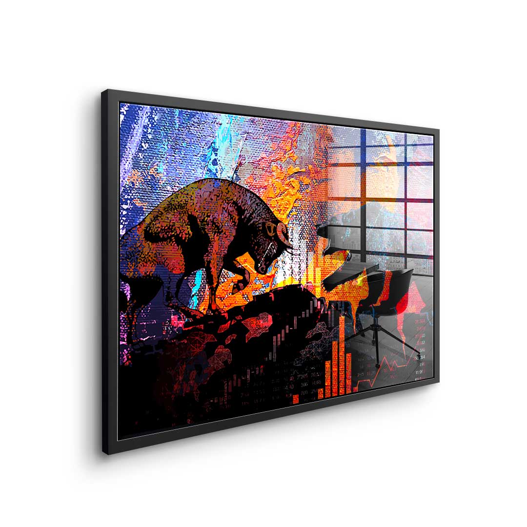 Bull Fights Bear - acrylic glass