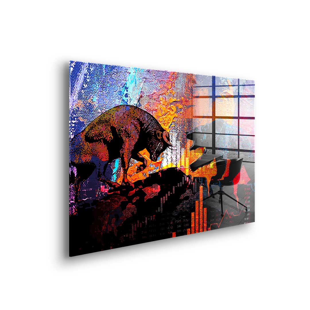 Bull Fights Bear - acrylic glass