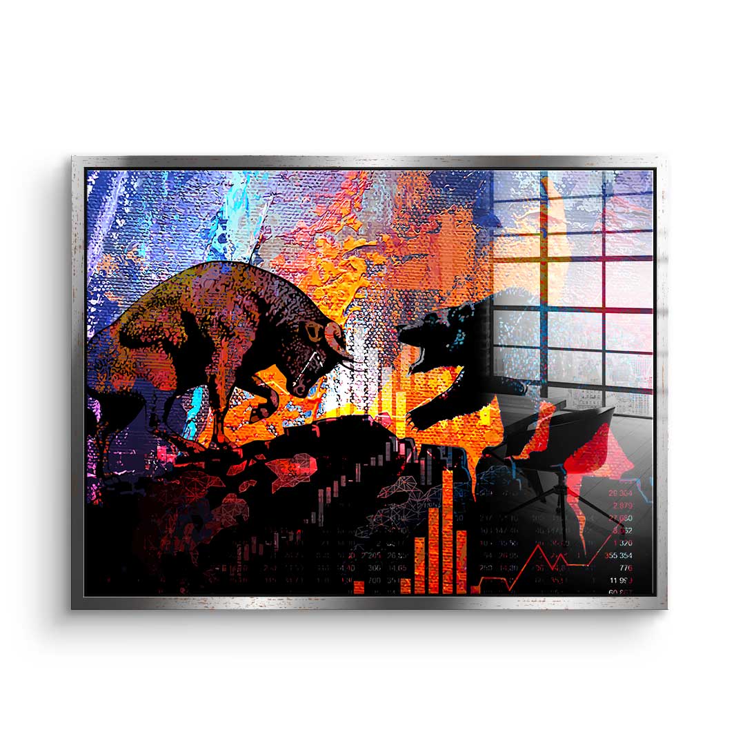 Bull Fights Bear - acrylic glass