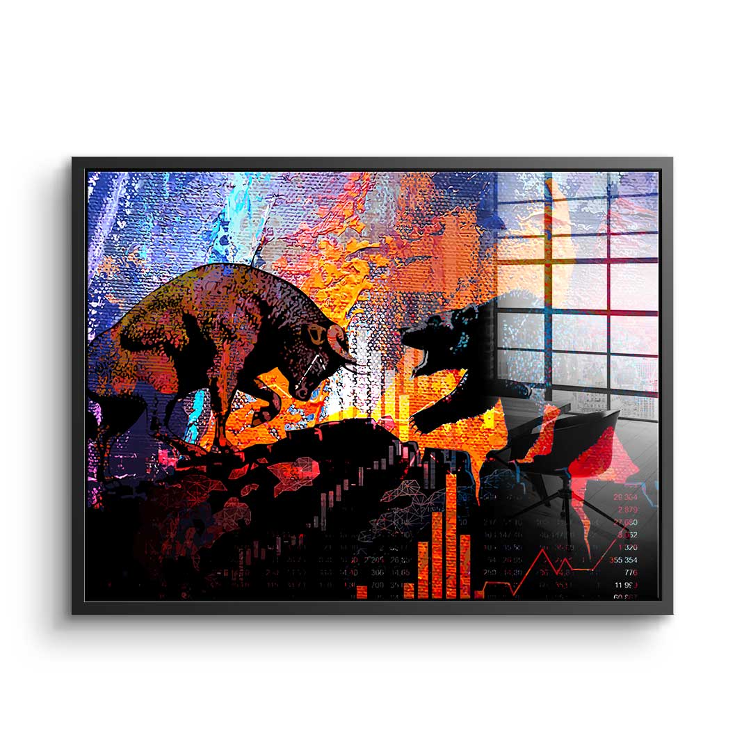 Bull Fights Bear - acrylic glass