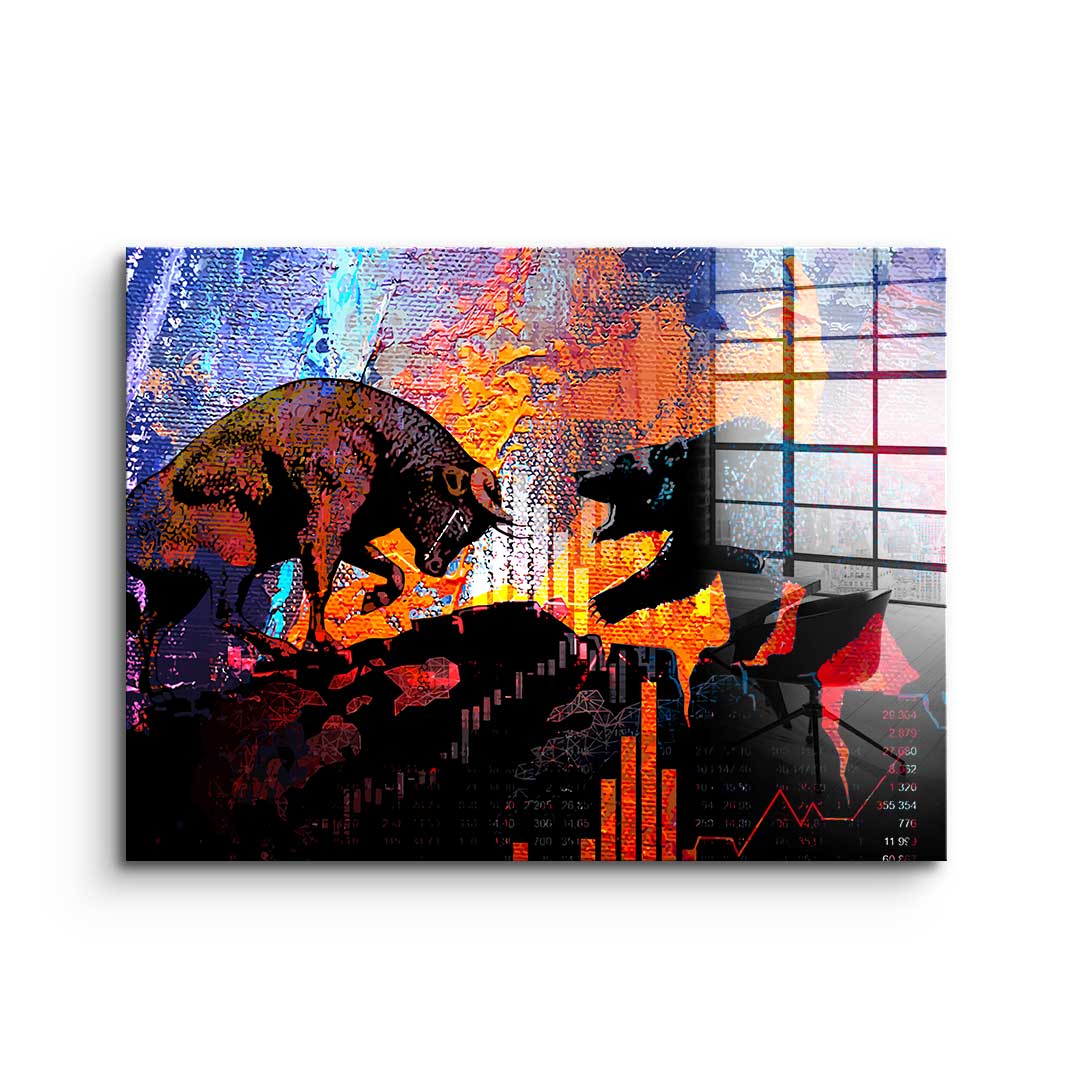 Bull Fights Bear - acrylic glass