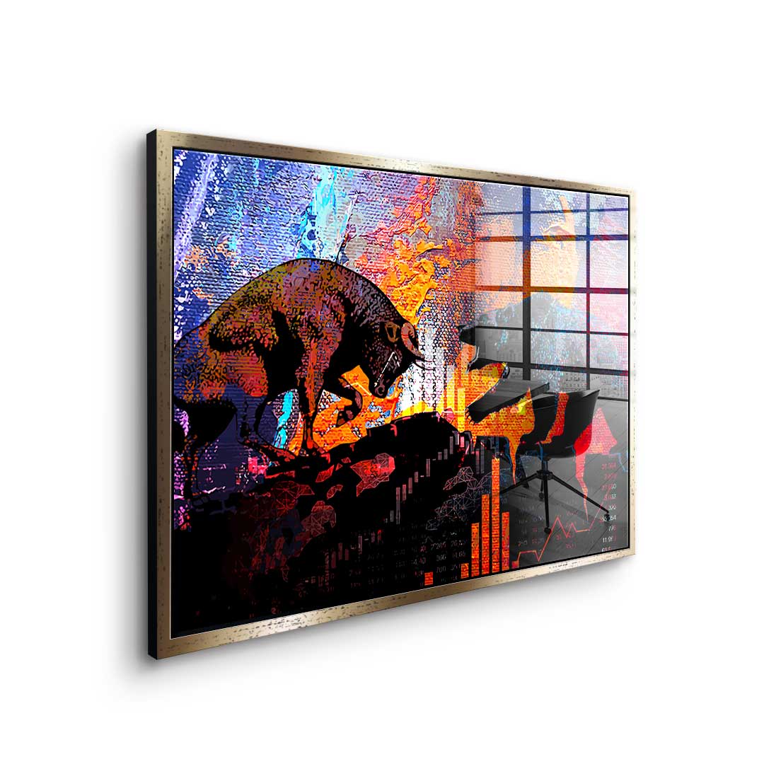 Bull Fights Bear - acrylic glass