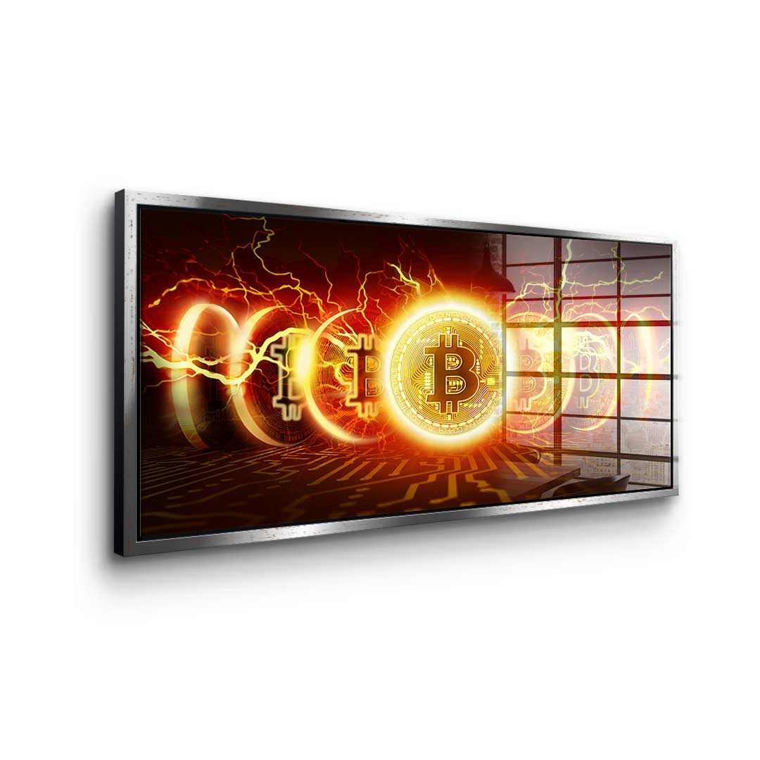 Bitcoin Fire Explosion - acrylic glass