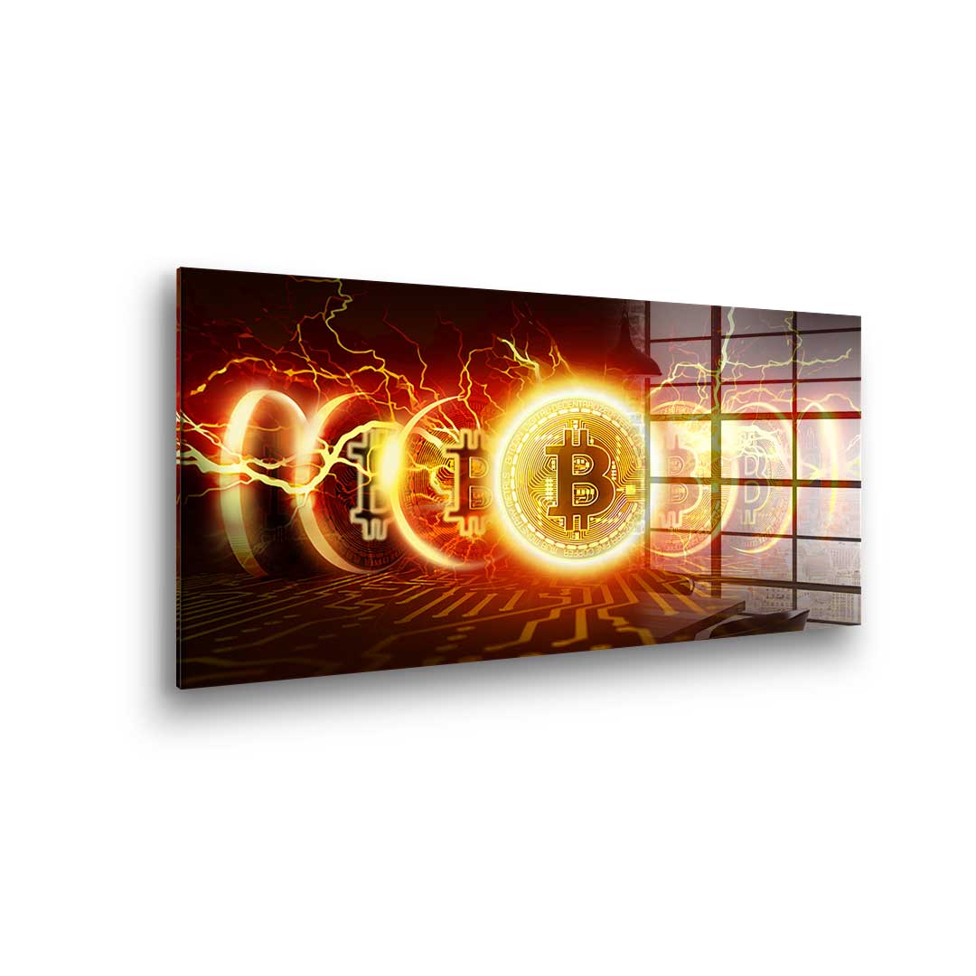 Bitcoin Fire Explosion - acrylic glass