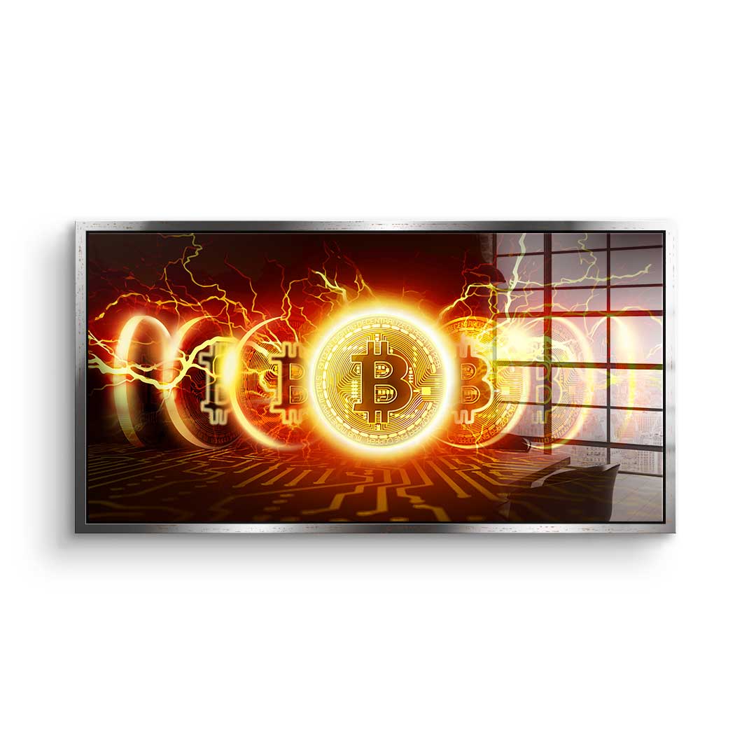 Bitcoin Fire Explosion - acrylic glass