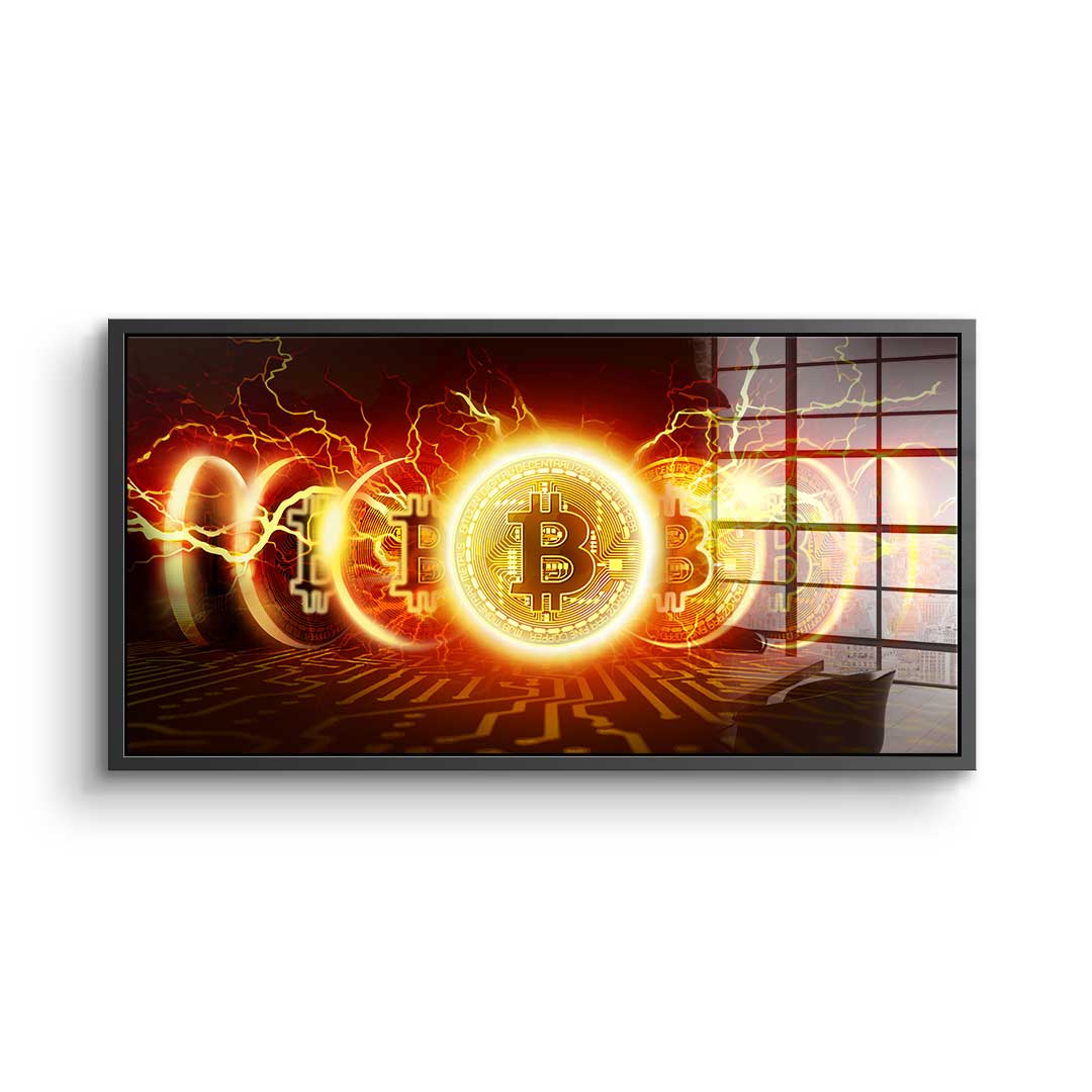 Bitcoin Fire Explosion - acrylic glass