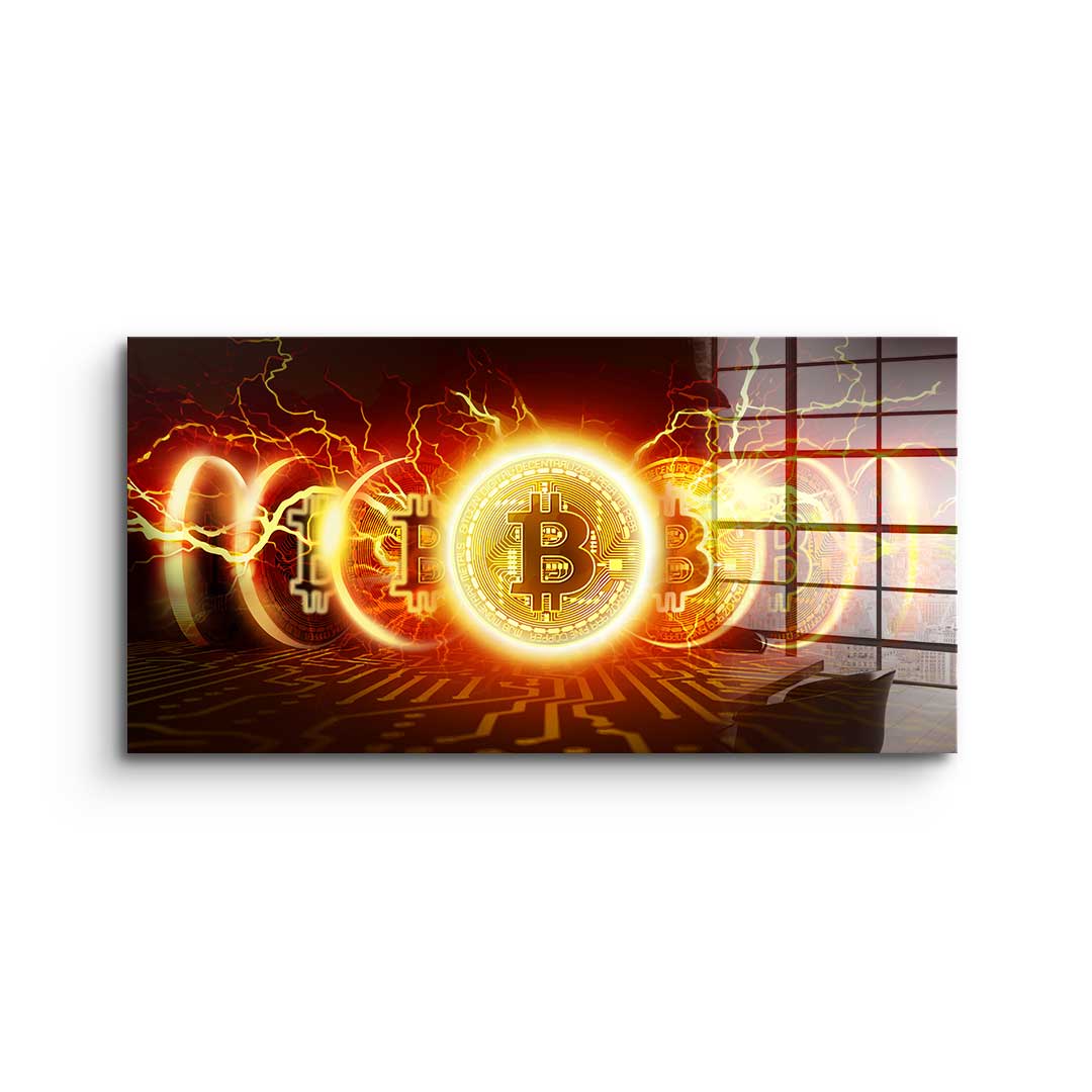 Bitcoin Fire Explosion - acrylic glass