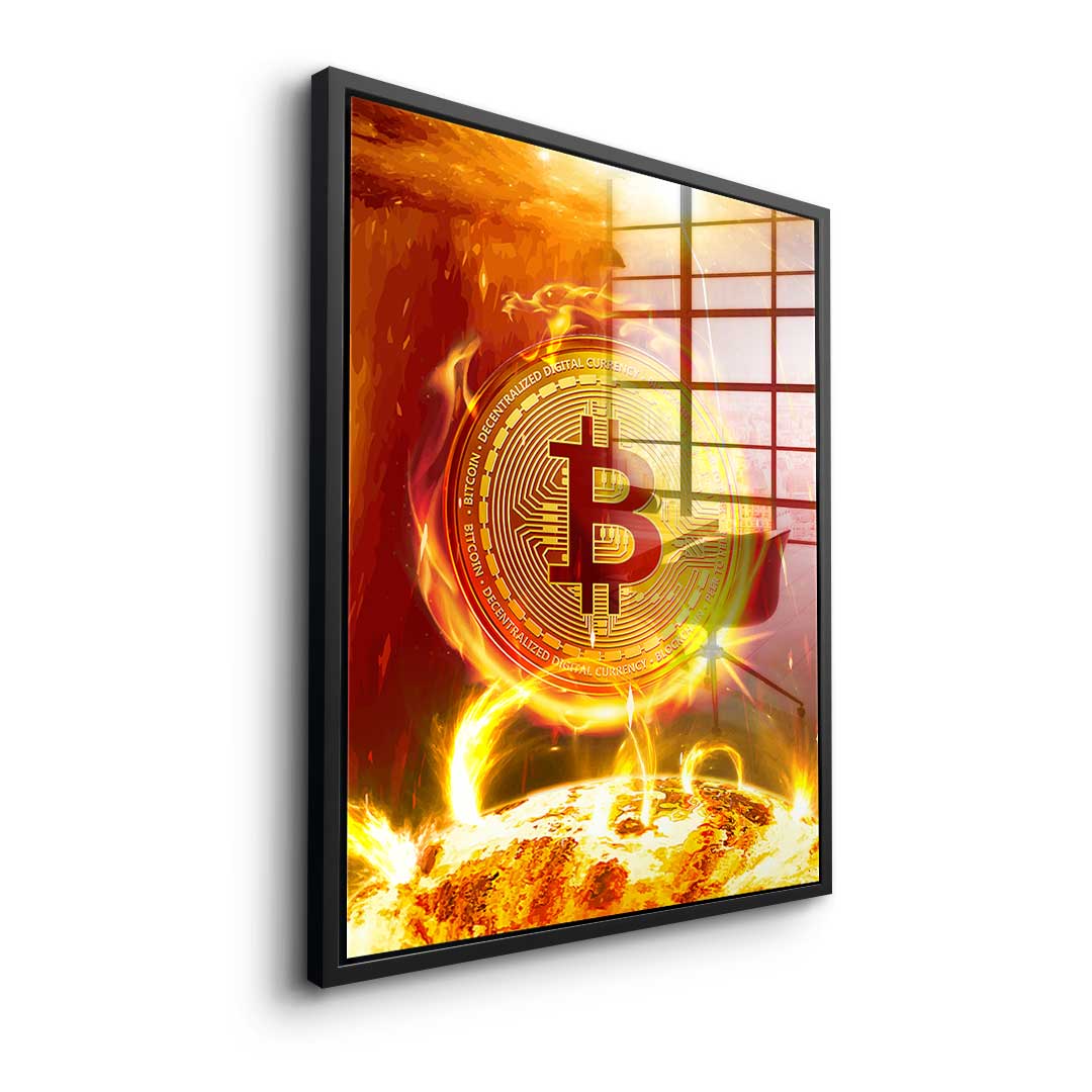 Bitcoin on Fire - acrylic glass