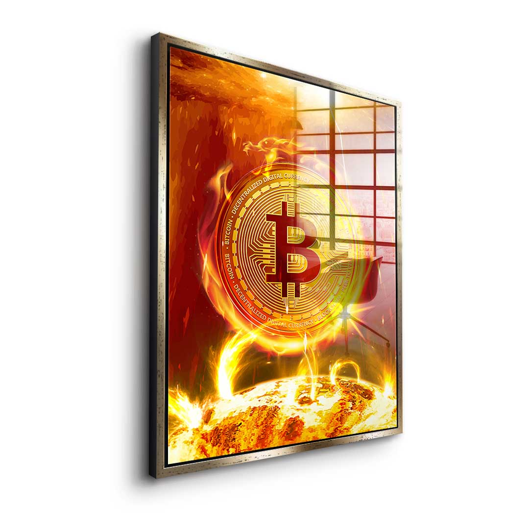 Bitcoin on Fire - acrylic glass