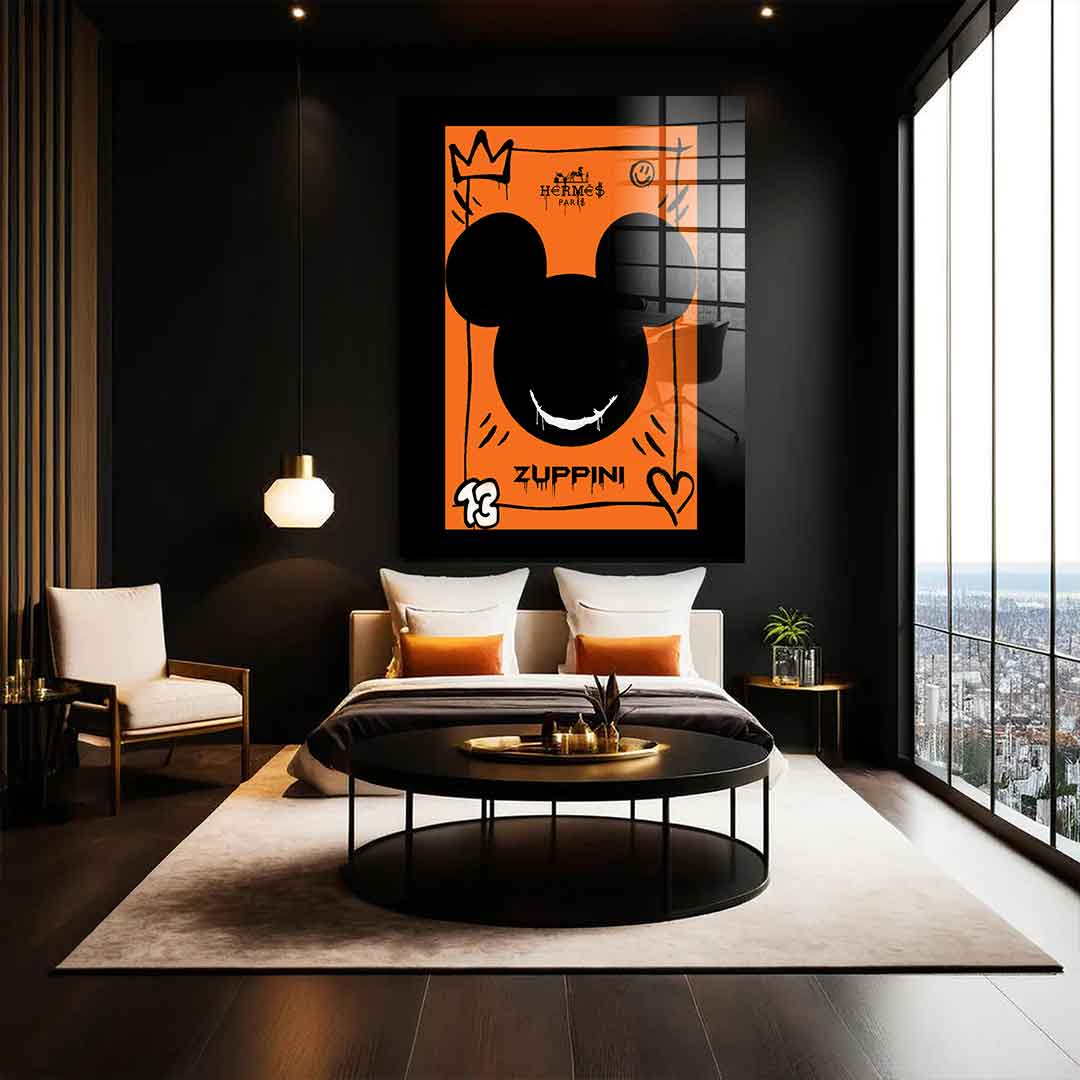 Black & Orange Mickey - acrylic glass