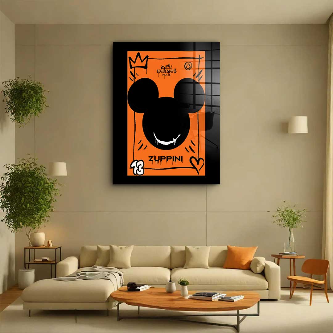 Black & Orange Mickey - acrylic glass