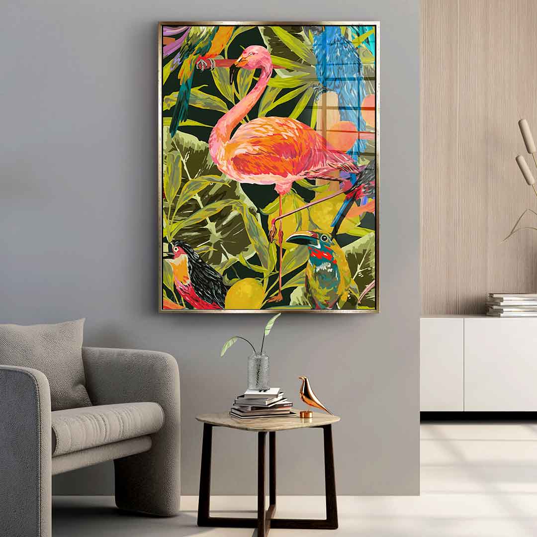 Jungle flamingo - acrylic glass