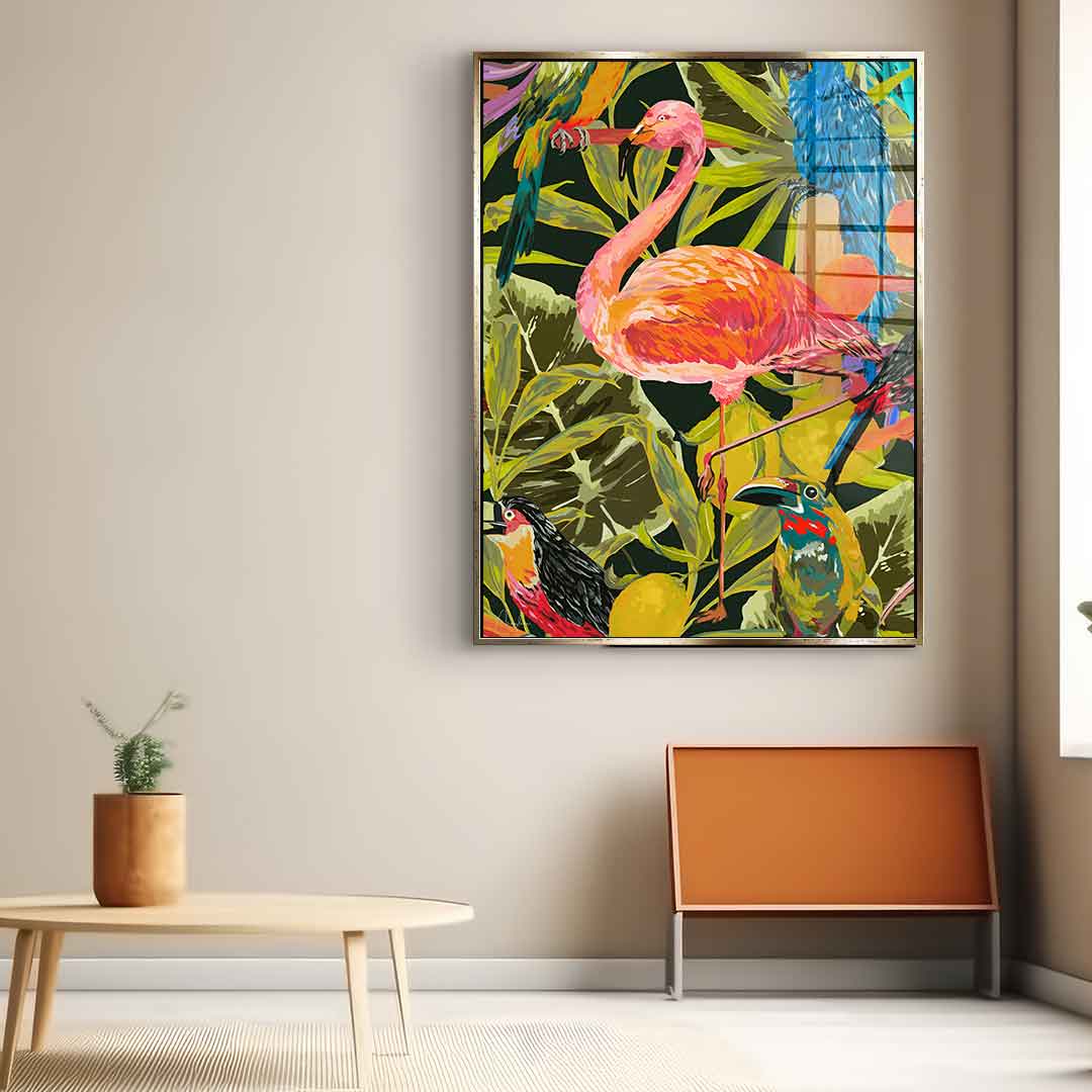 Jungle flamingo - acrylic glass