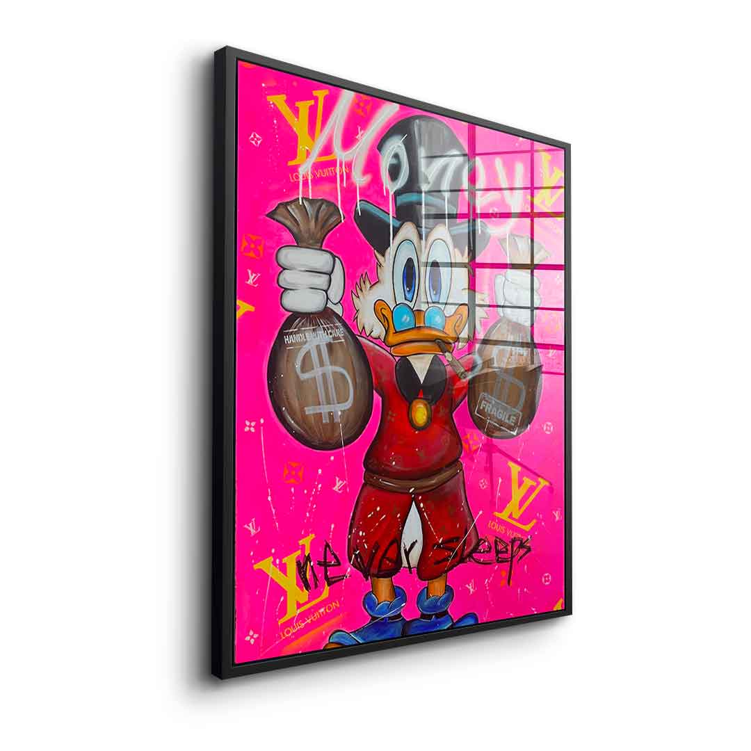 Pink Money never sleeps - acrylic glass