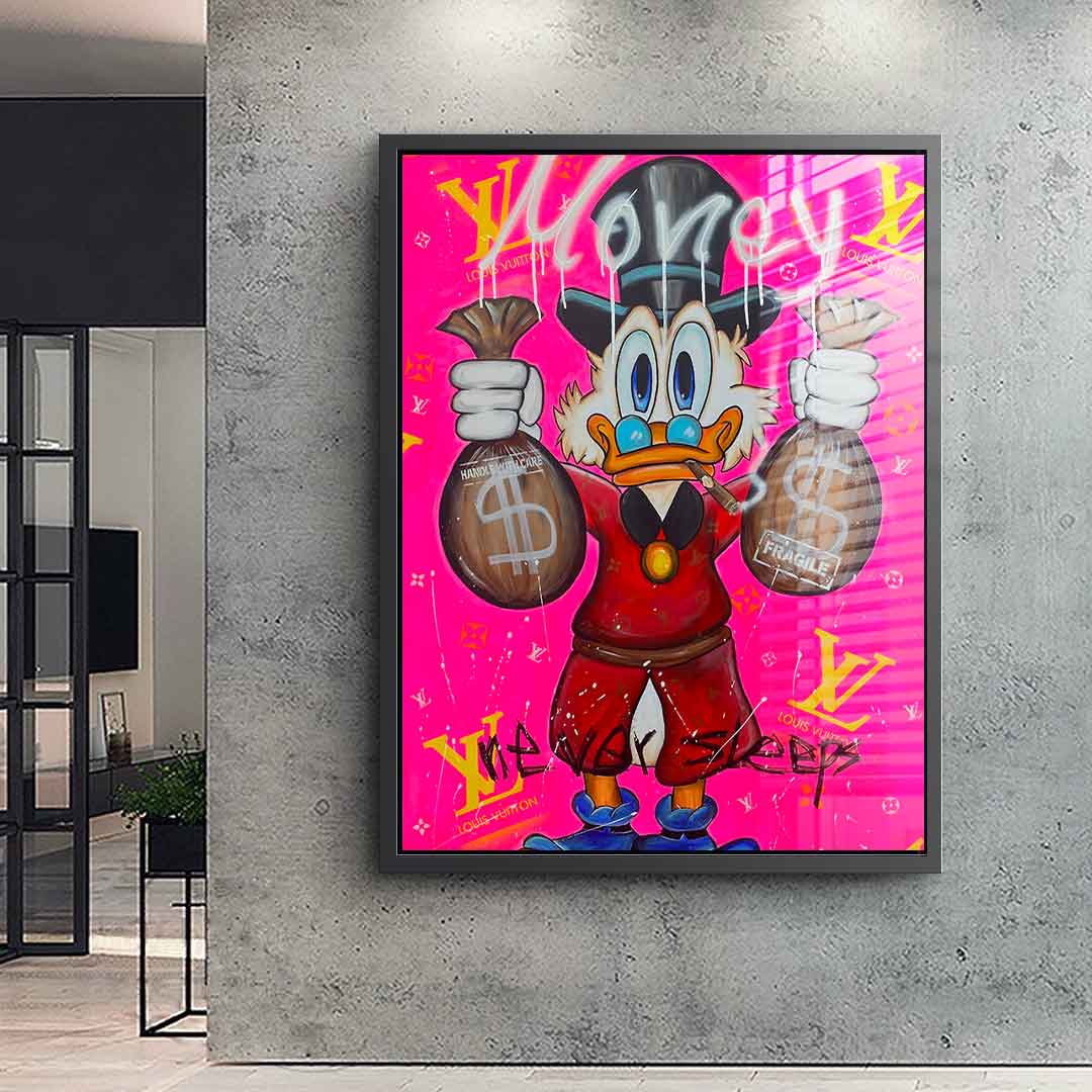 Pink Money never sleeps - acrylic glass