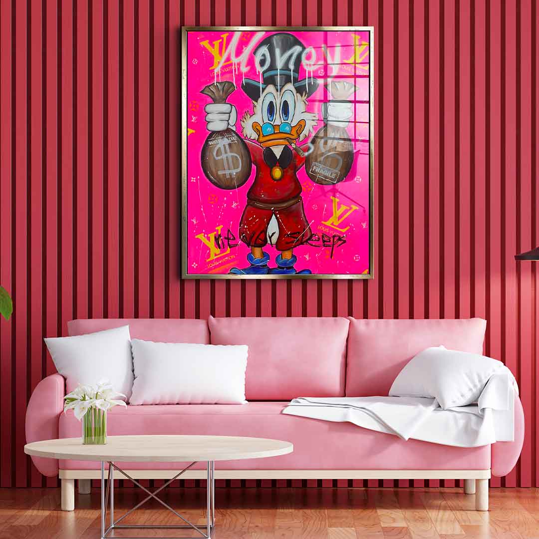 Pink Money never sleeps - acrylic glass