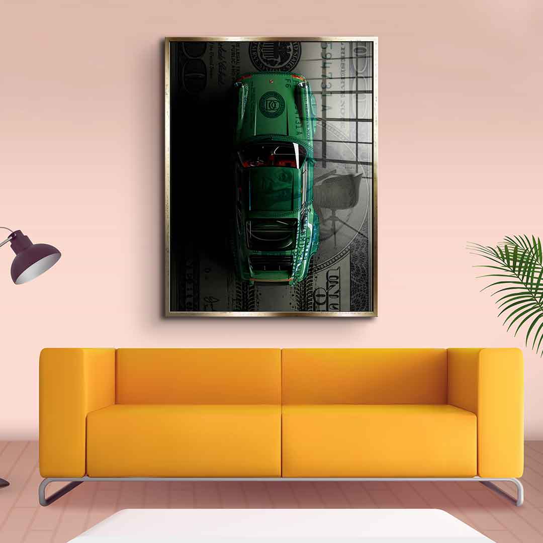 Green Dollar Car - acrylic glass