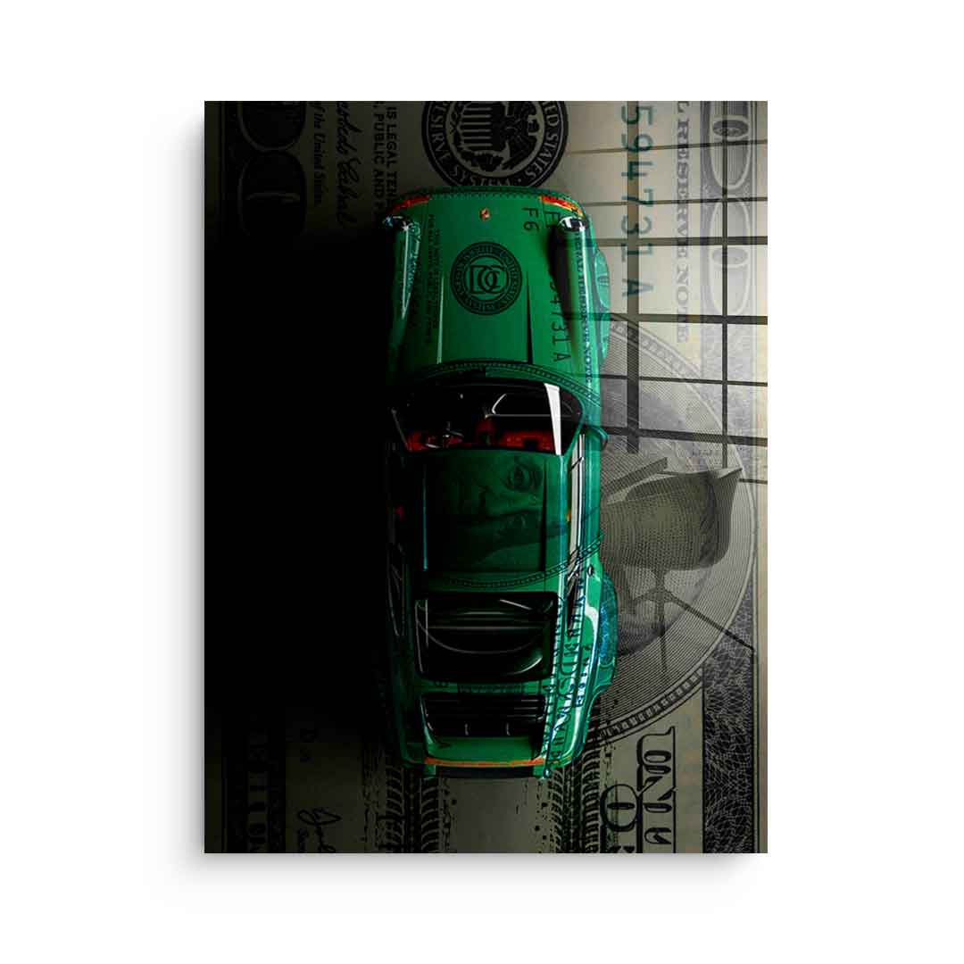 Green Dollar Car - acrylic glass