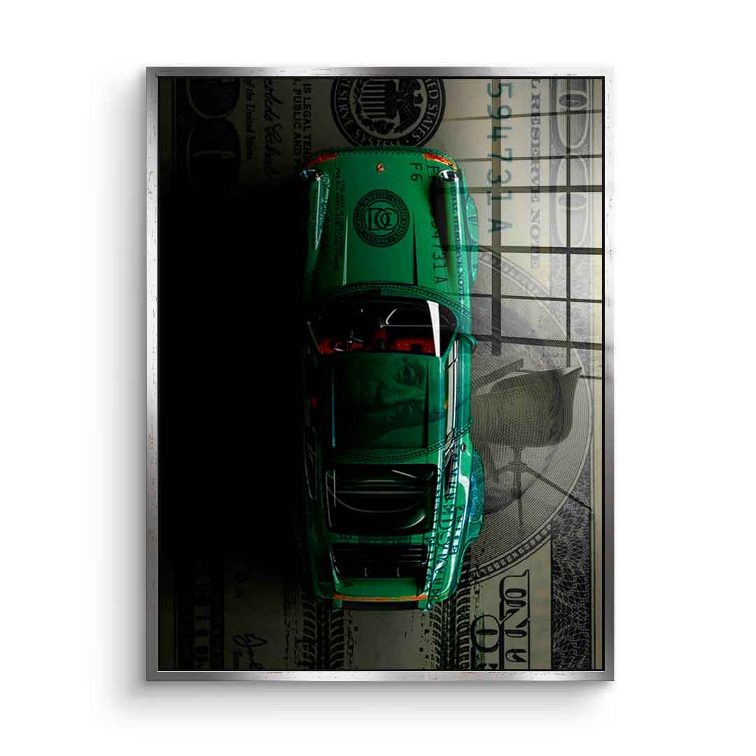 Green Dollar Car - acrylic glass