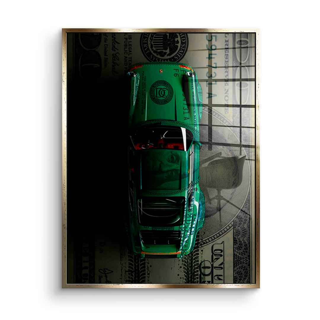 Green Dollar Car - acrylic glass