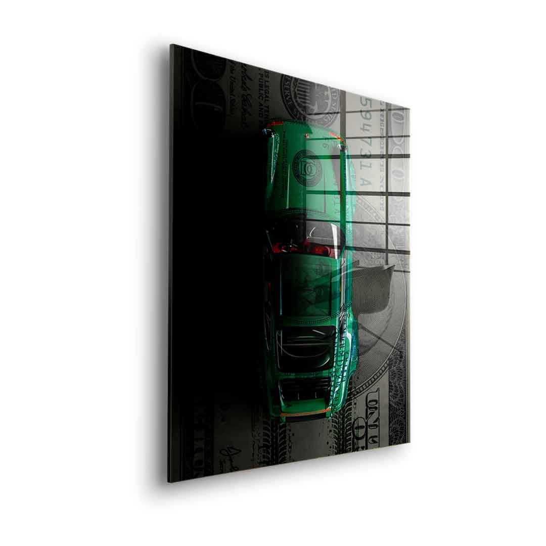 Green Dollar Car - acrylic glass