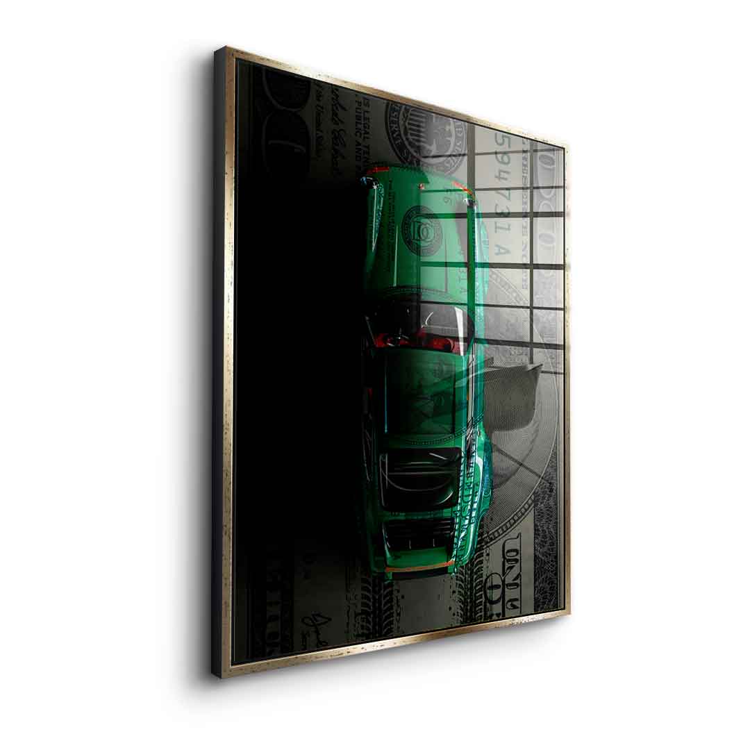 Green Dollar Car - acrylic glass