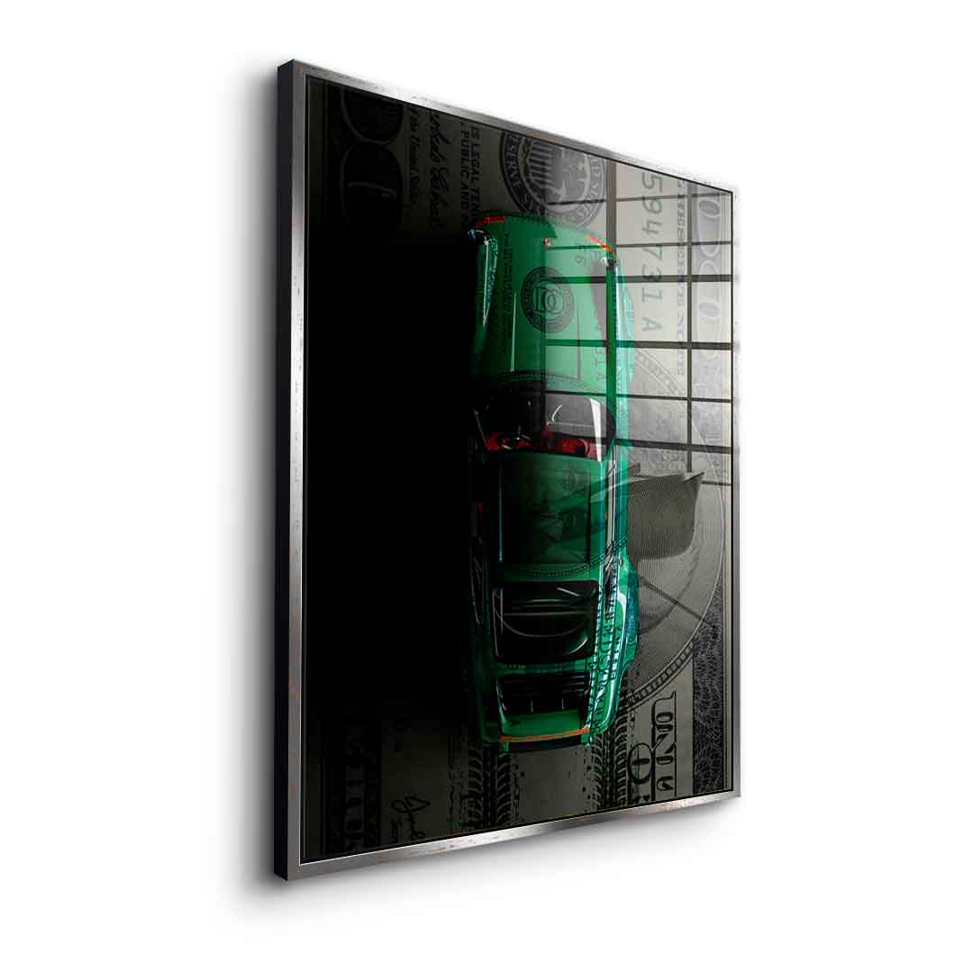 Green Dollar Car - acrylic glass