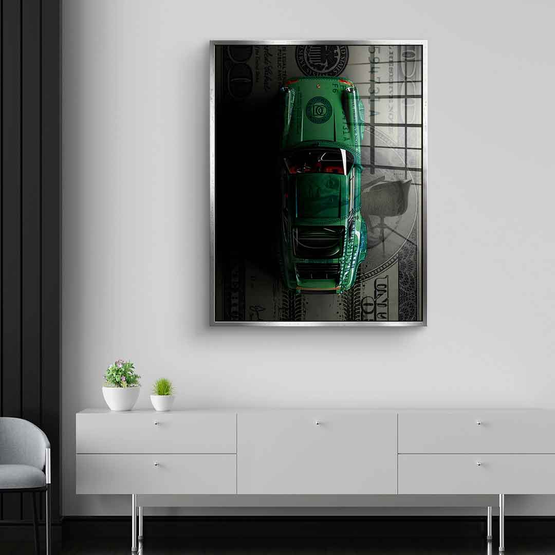 Green Dollar Car - acrylic glass