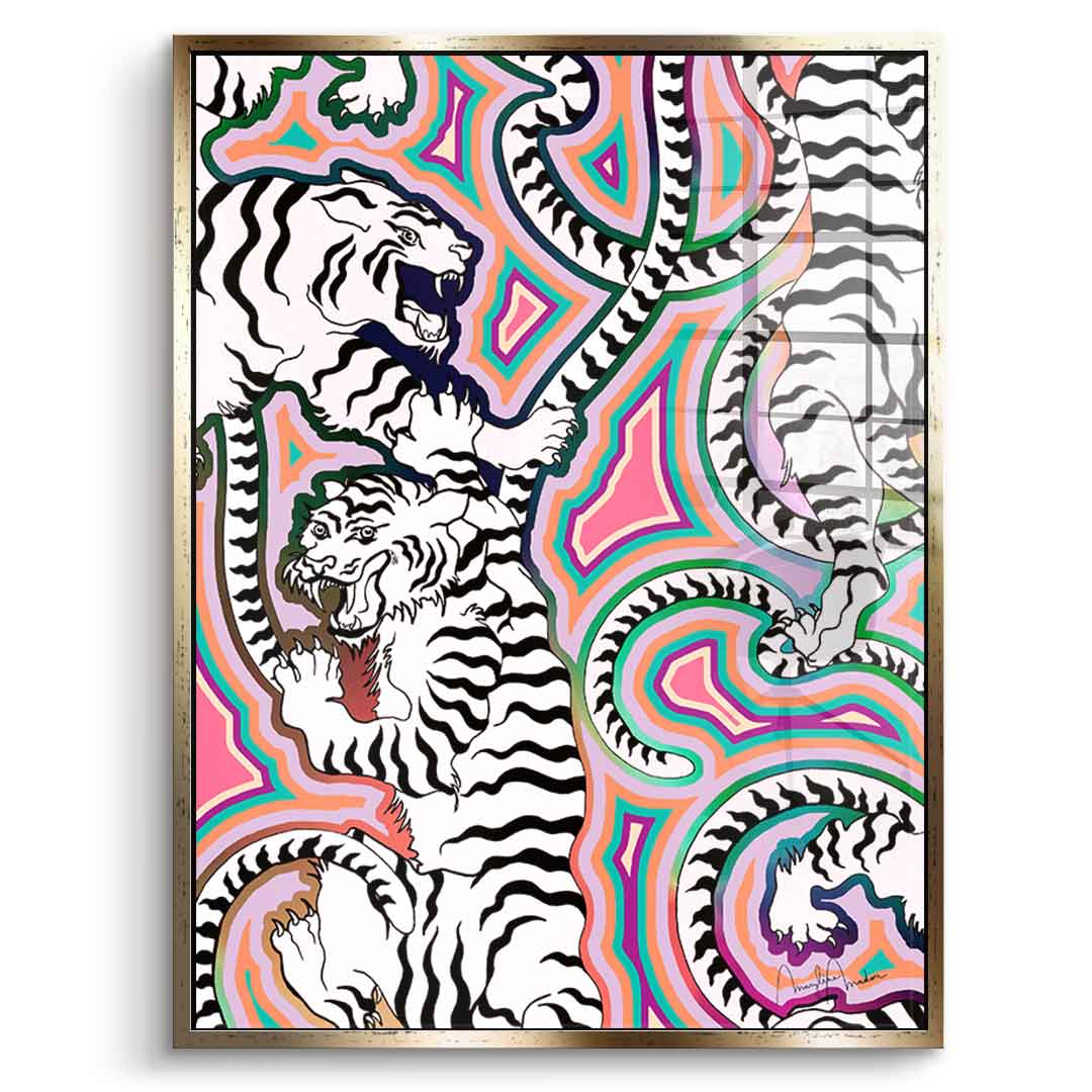 White Tiger Crawl - acrylic glass