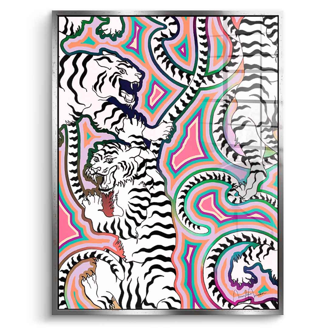 White Tiger Crawl - acrylic glass