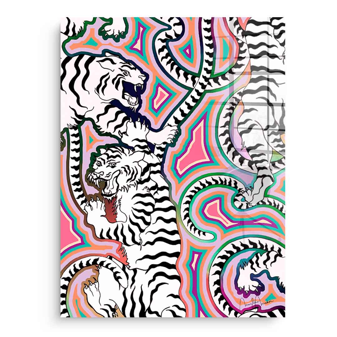 White Tiger Crawl - acrylic glass