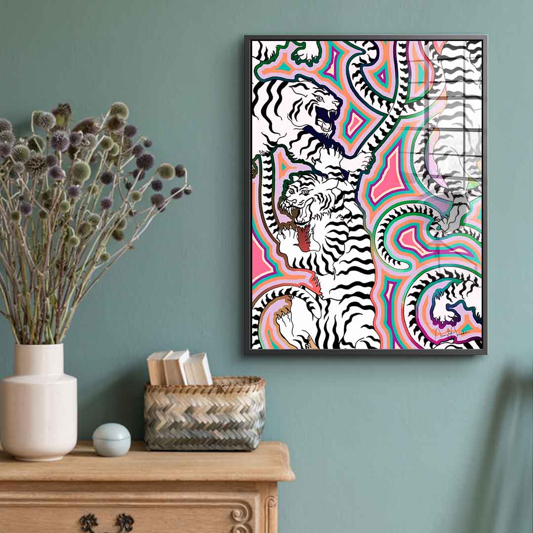 White Tiger Crawl - acrylic glass