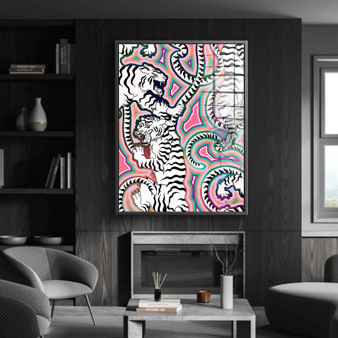 White Tiger Crawl - acrylic glass