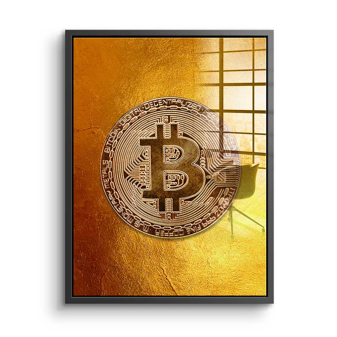 Golden Bitcoin - acrylic glass