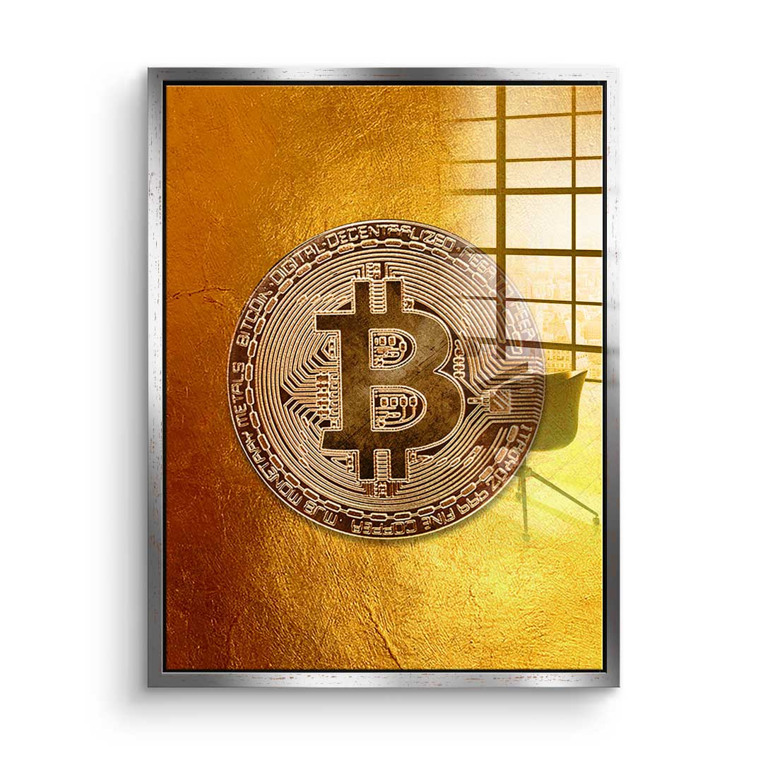 Golden Bitcoin - acrylic glass