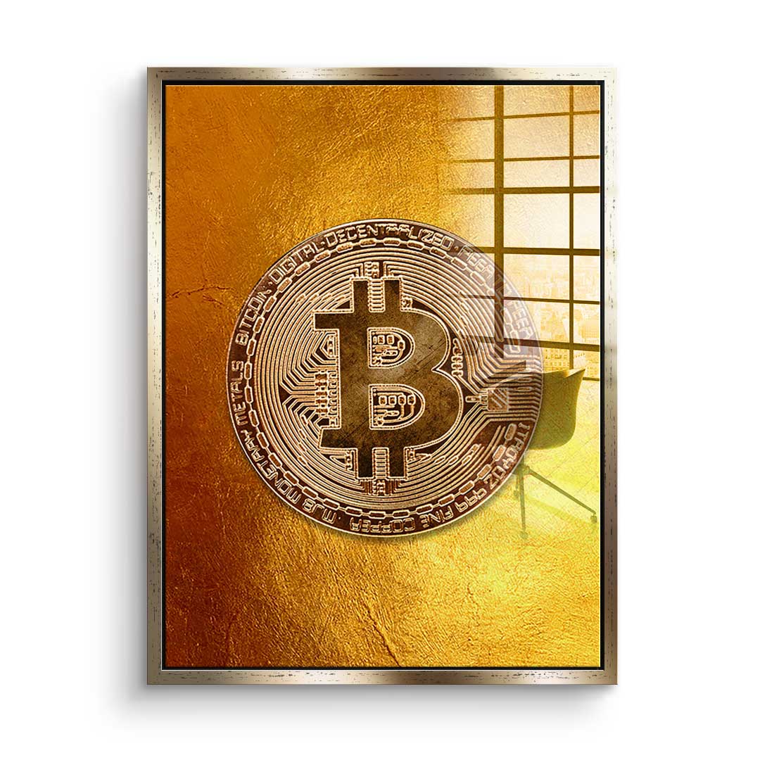 Golden Bitcoin - acrylic glass