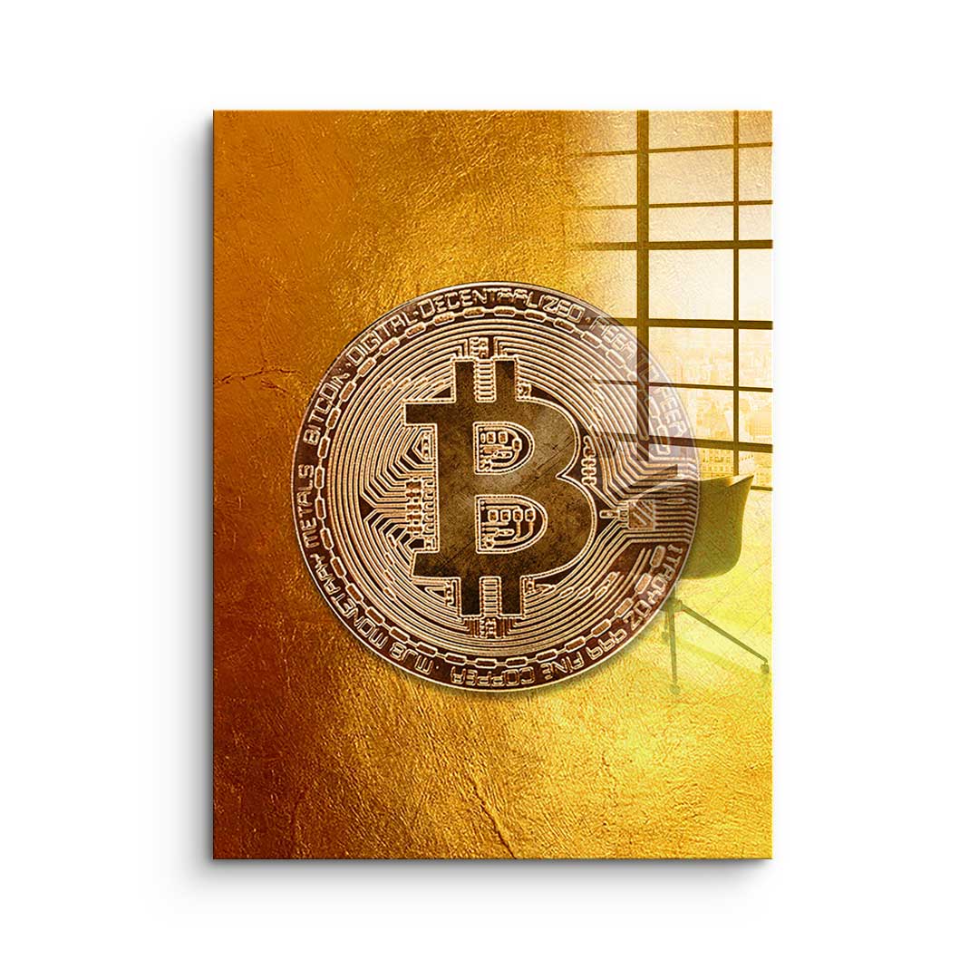 Golden Bitcoin - acrylic glass