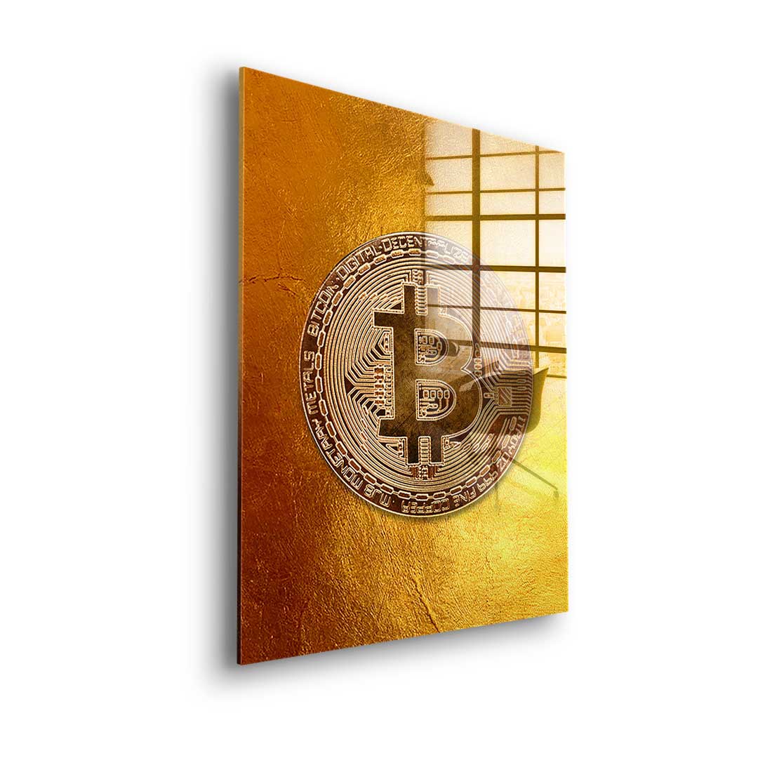 Golden Bitcoin - acrylic glass