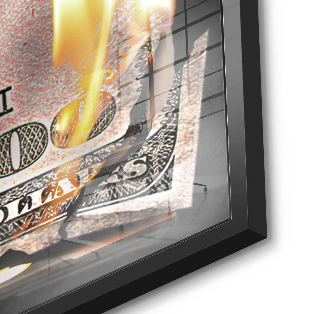 Burning Dollar Bill - acrylic glass