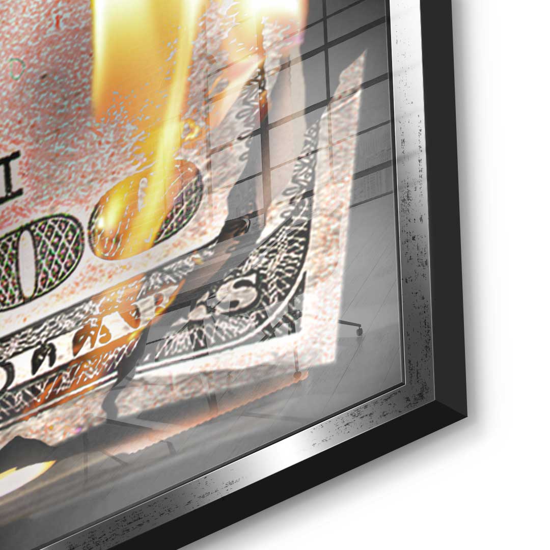 Burning Dollar Bill - acrylic glass