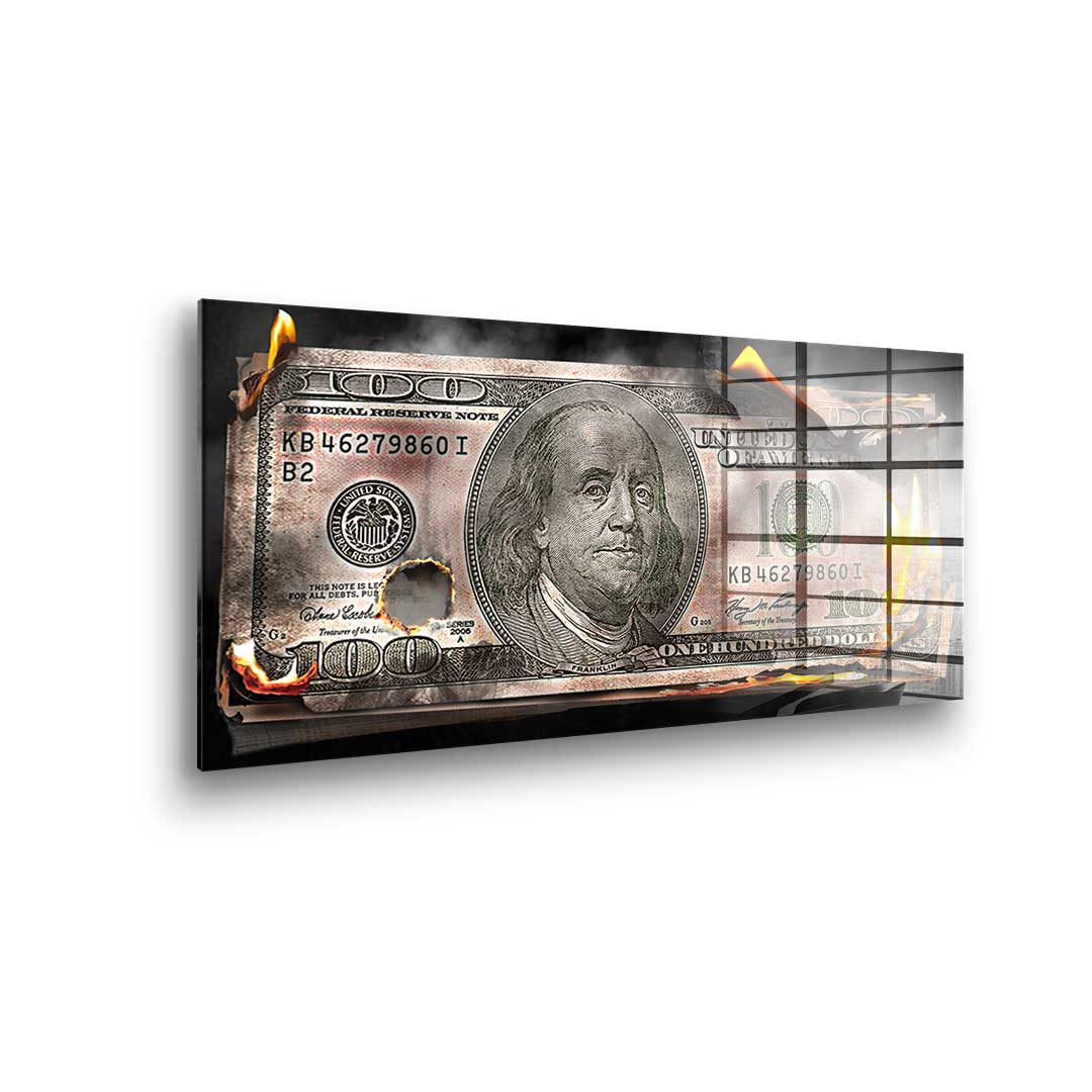 Burning Dollar Bill - acrylic glass