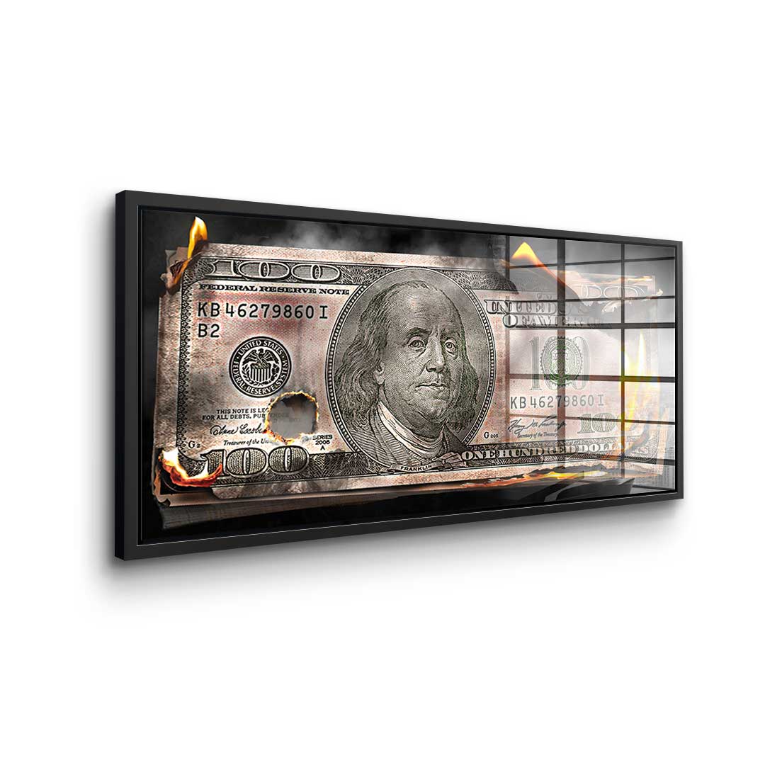 Burning Dollar Bill - acrylic glass