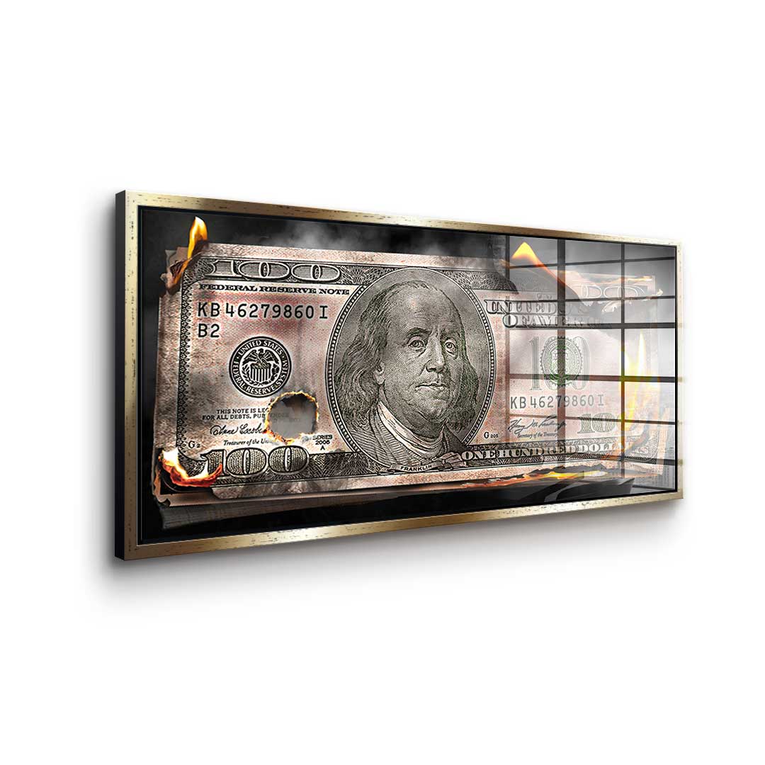 Burning Dollar Bill - acrylic glass