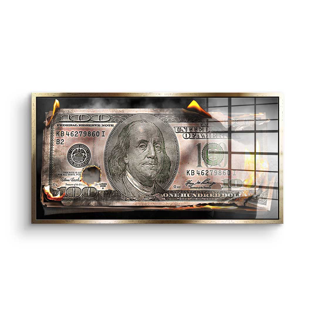 Burning Dollar Bill - acrylic glass