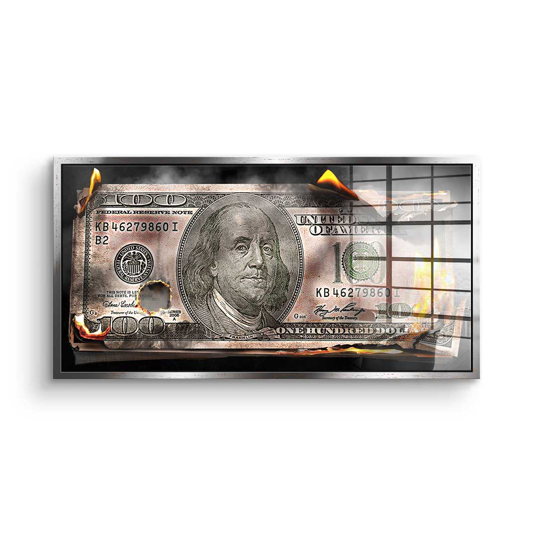 Burning Dollar Bill - acrylic glass