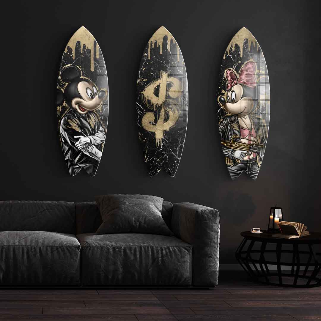 Surfboard Gangster King - gold leaf