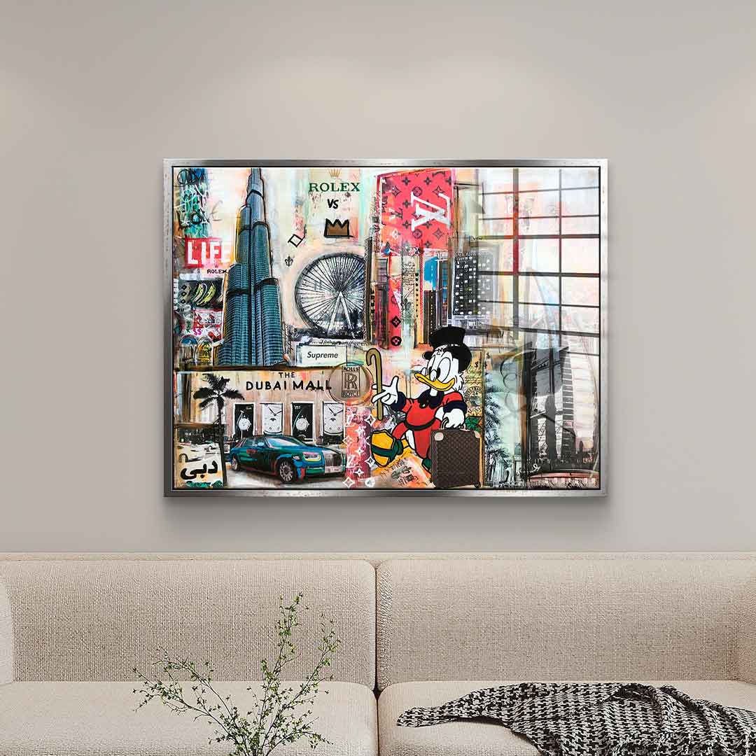 Scrooge in Dubai - acrylic glass